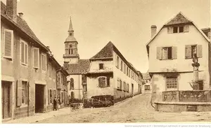 old photo of village in Alsace France