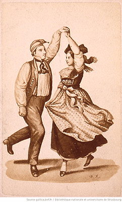 Alsace man and woman dancing Alsace man and woman dancing