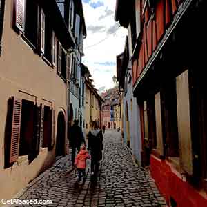 family in alsace village