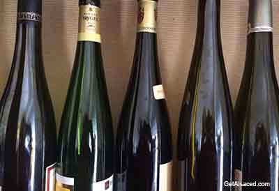 alsace wine bottles in france
