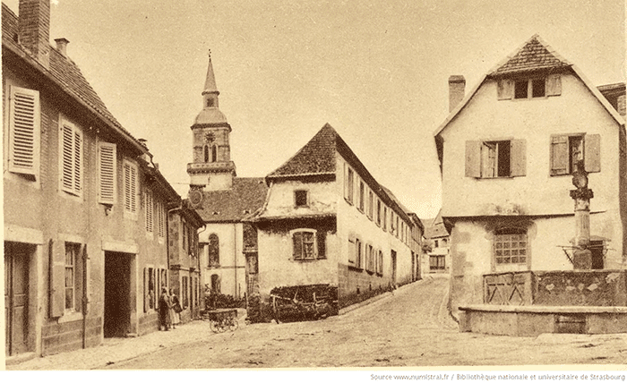 old photo of village in Alsace France old photo of village in Alsace France