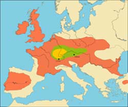 A map of Neolithic Celts in Europe
