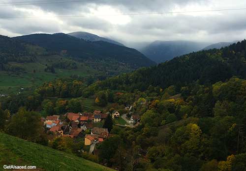 village in the mountains in alsace france
