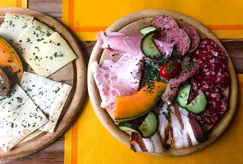 cheese and sausage plates in alsace france