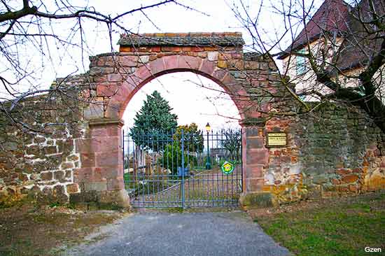 old gates in the village of Mittelwihr in Alsace France