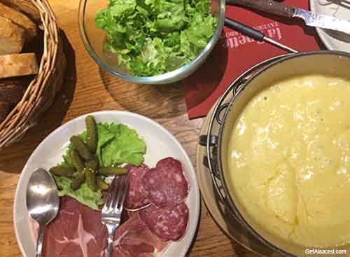 alsace food - cheese and sausage