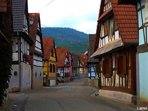 Alsace village houses in Cleebourg in France