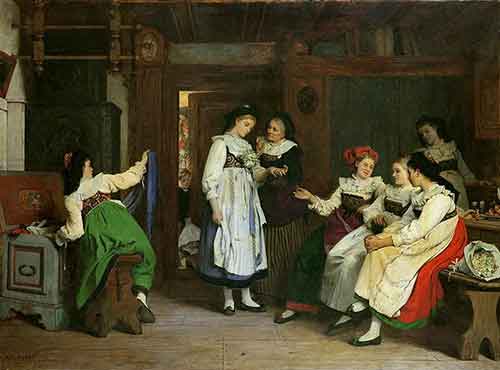 painting of people in traditional alsatian costumes