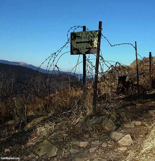 old sign at world war one trenches in alsace france