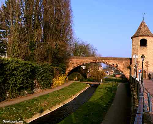 medieval gate and bridge in Alsace France