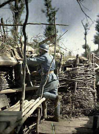 soldier in world war one trenches in alsace france