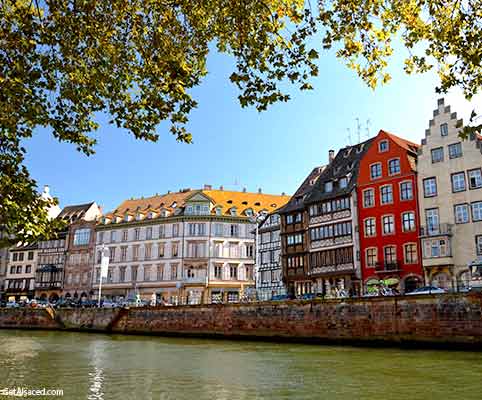 street with old buildings in strasbourg in alsace france