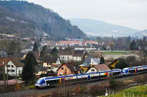 train running through alsace france